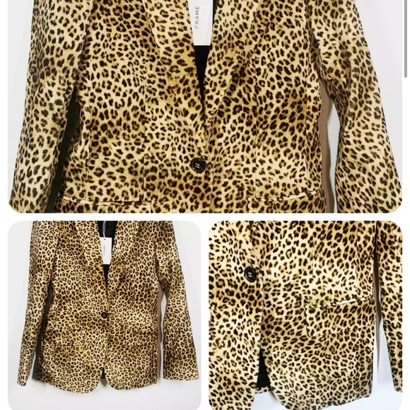 Frame tailored 70s leopard velvet blazer sz 6 single button nwt - Picture 4 of 6
